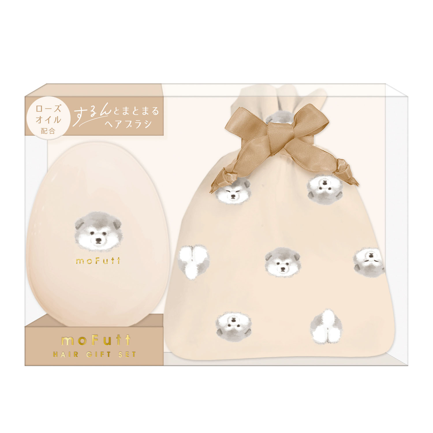 モフット ヘアブラシ＆巾着 あらすかんまらみゅーと