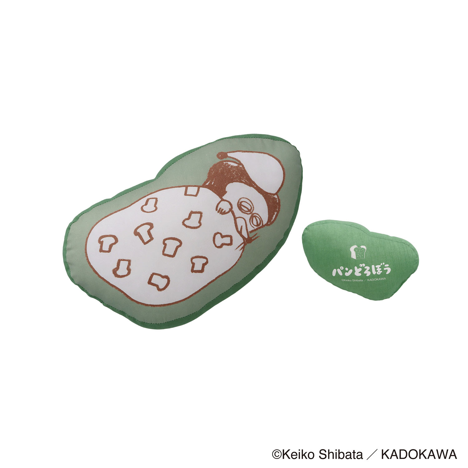 パンどろぼう ダイカットクッション Mサイズ グリーン