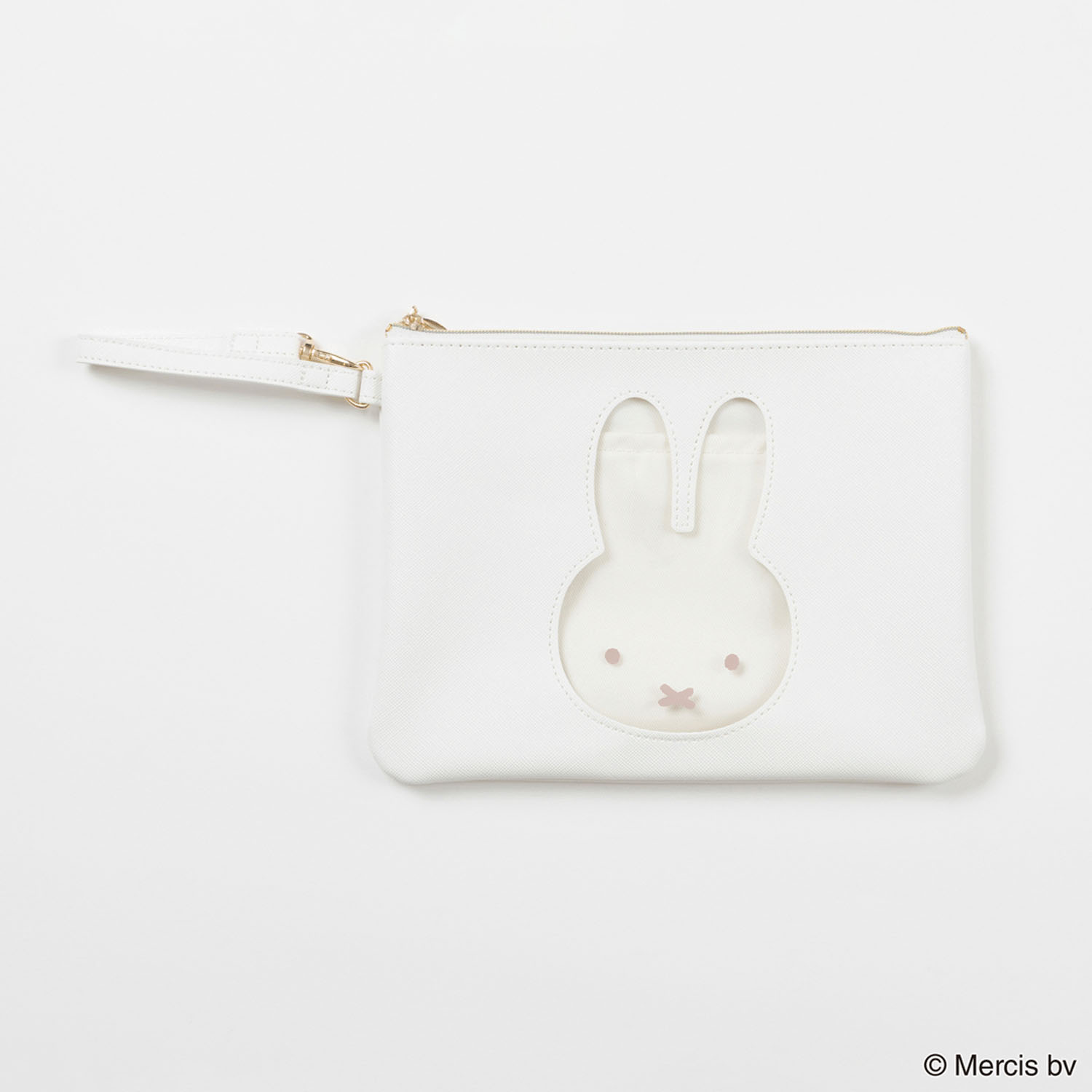 ミッフィー PEEKハンドル付フラットポーチ アイボリー