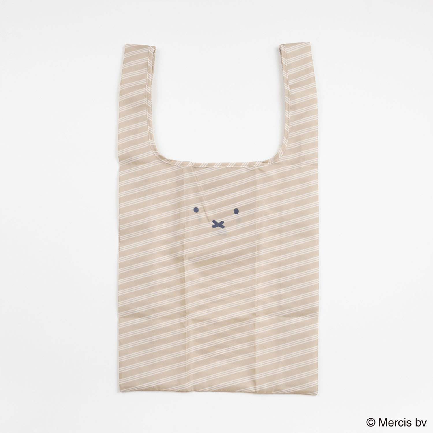 ミッフィー ショッピングバッグS フェイスストライプ ベージュ