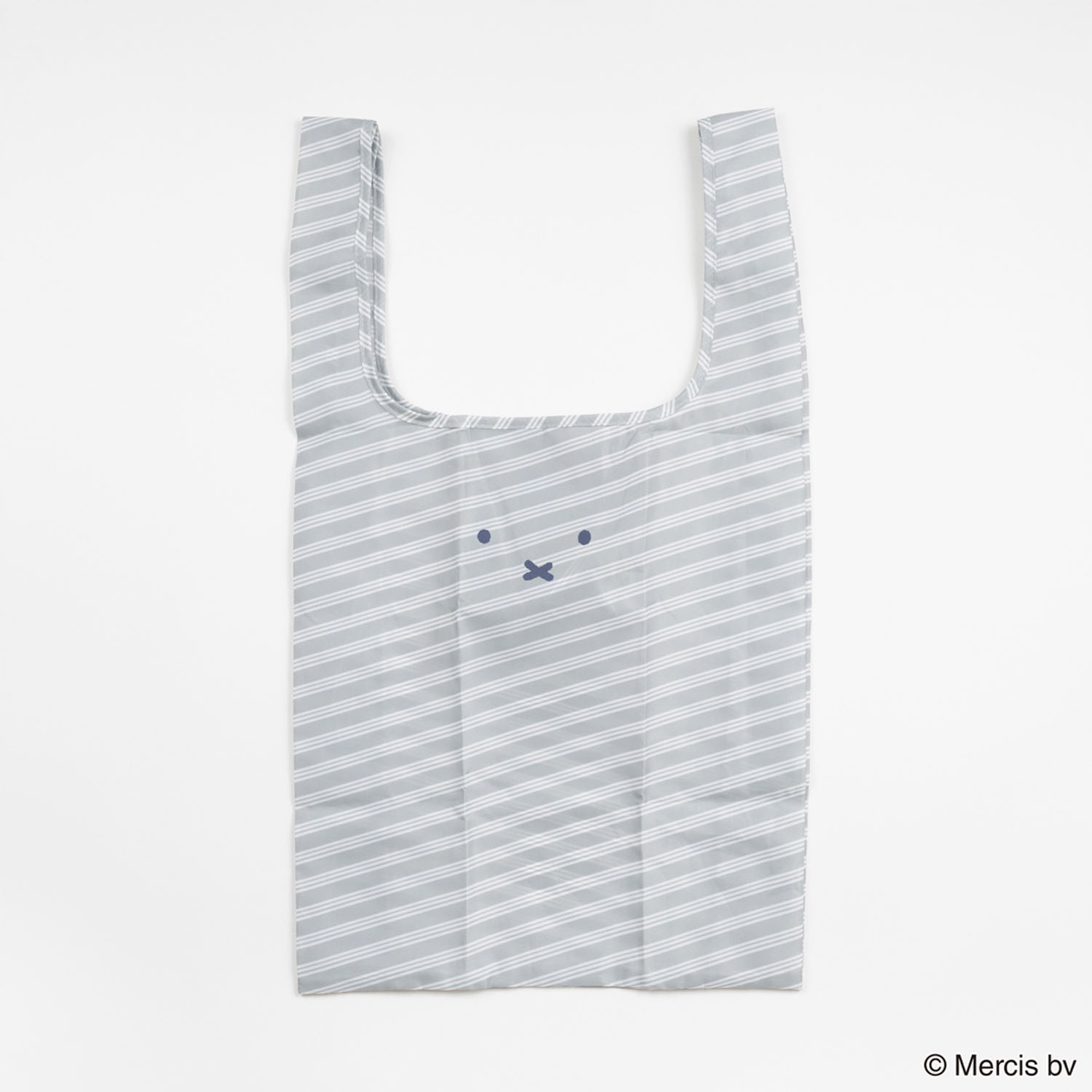 ミッフィー ショッピングバッグS フェイスストライプ グレー