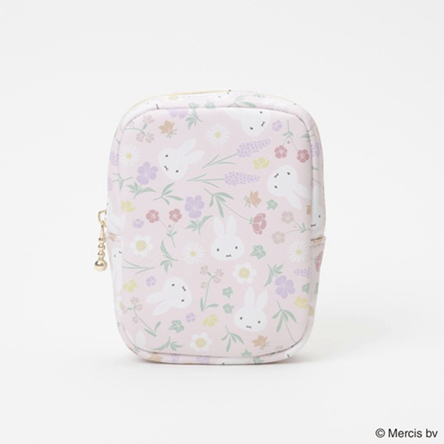 ミッフィー フローラルパターン 縦型スクエアポーチ ピンク