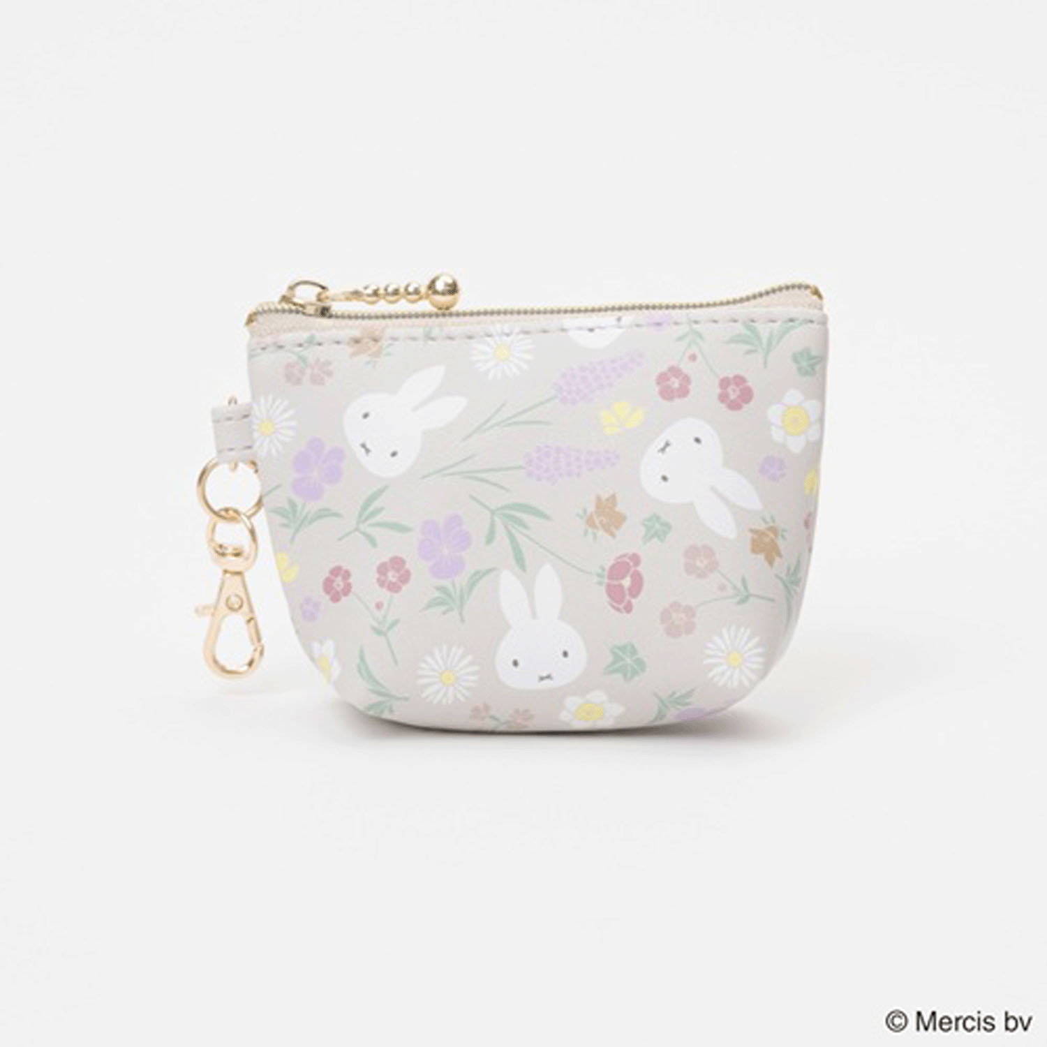 ミッフィー フローラルパターン マイクロ台形ポーチ ベージュ