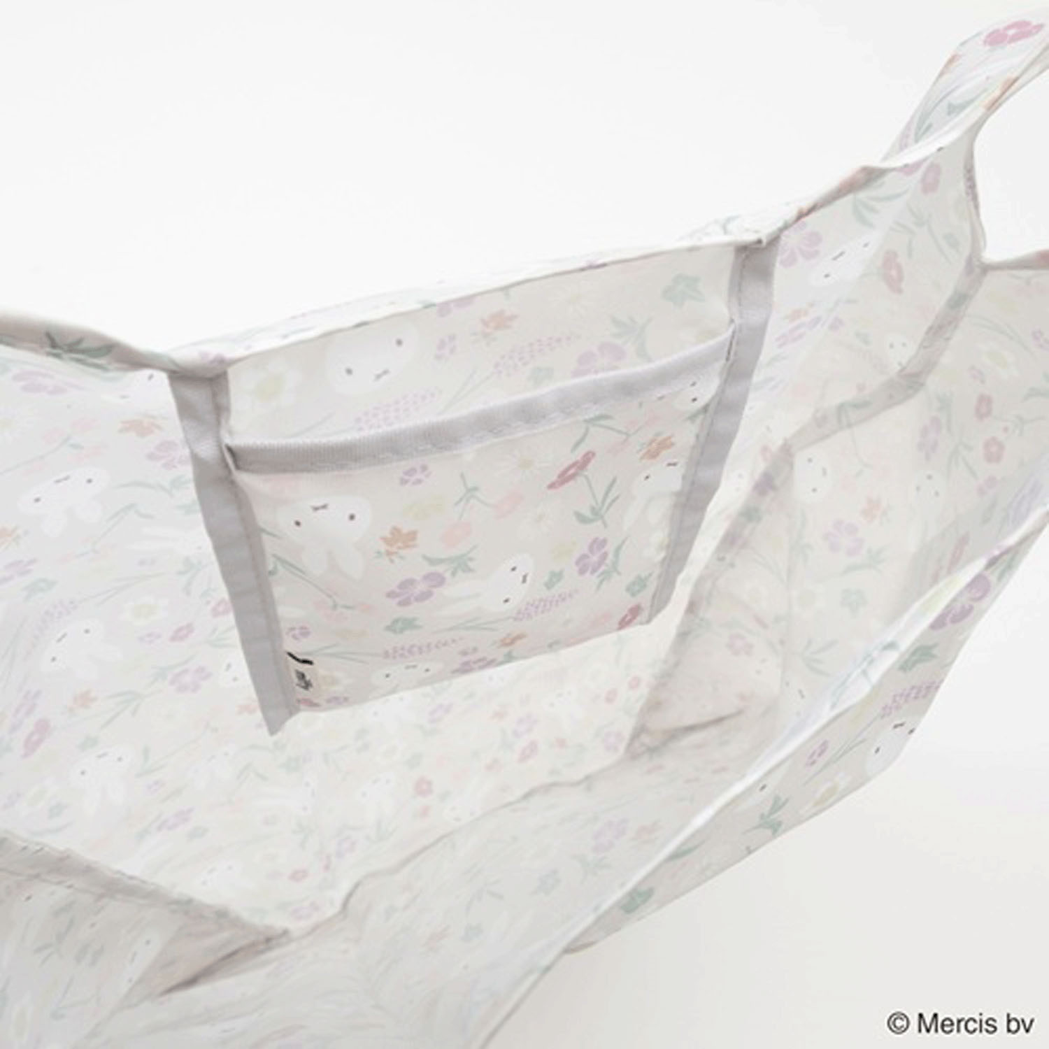 ミッフィー フローラルパターン ショッピングバッグS  ベージュ - 画像3