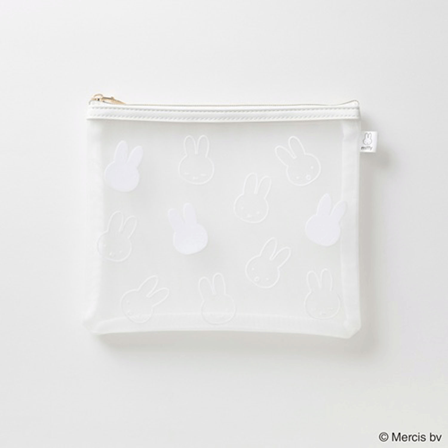 ミッフィー フロッキー フラットポーチ ホワイト