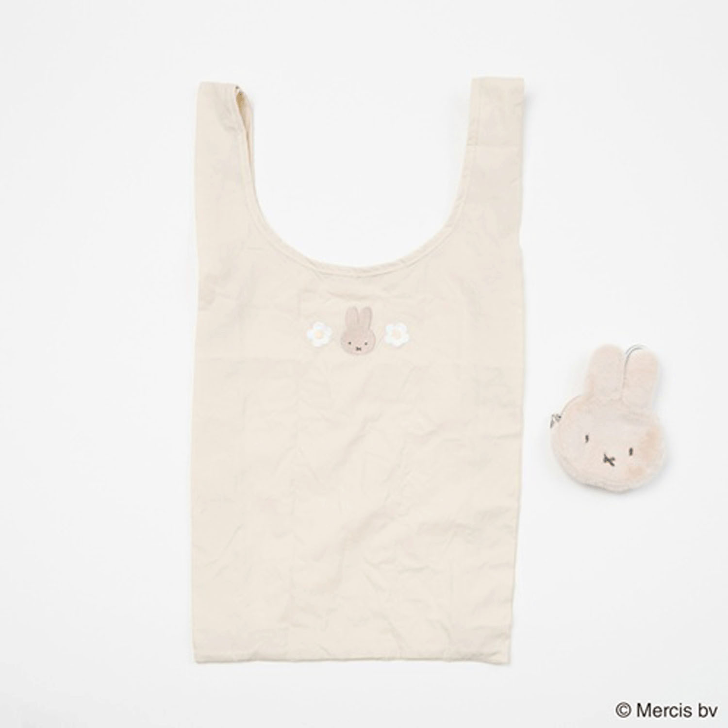 ブルーナ コンパクト ポーチ付きショッピングバッグ ミッフィー（ベージュ）