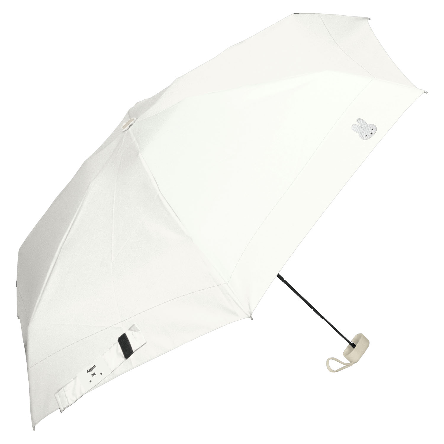 ミッフィー 1級遮光晴雨兼用 超コンパクト折りたたみ傘 5段角型耳付き 白