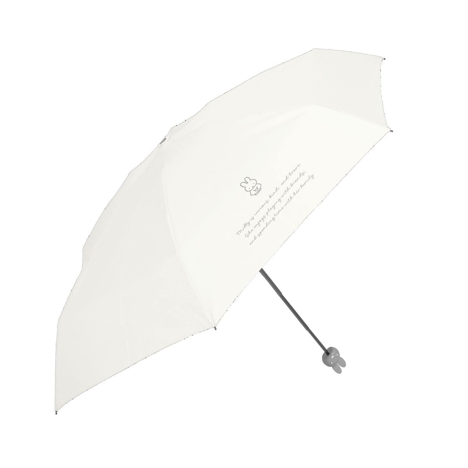 ミッフィー 1級遮光晴雨兼用 超コンパクト折りたたみ傘 5段丸型顔手元 ベージュ