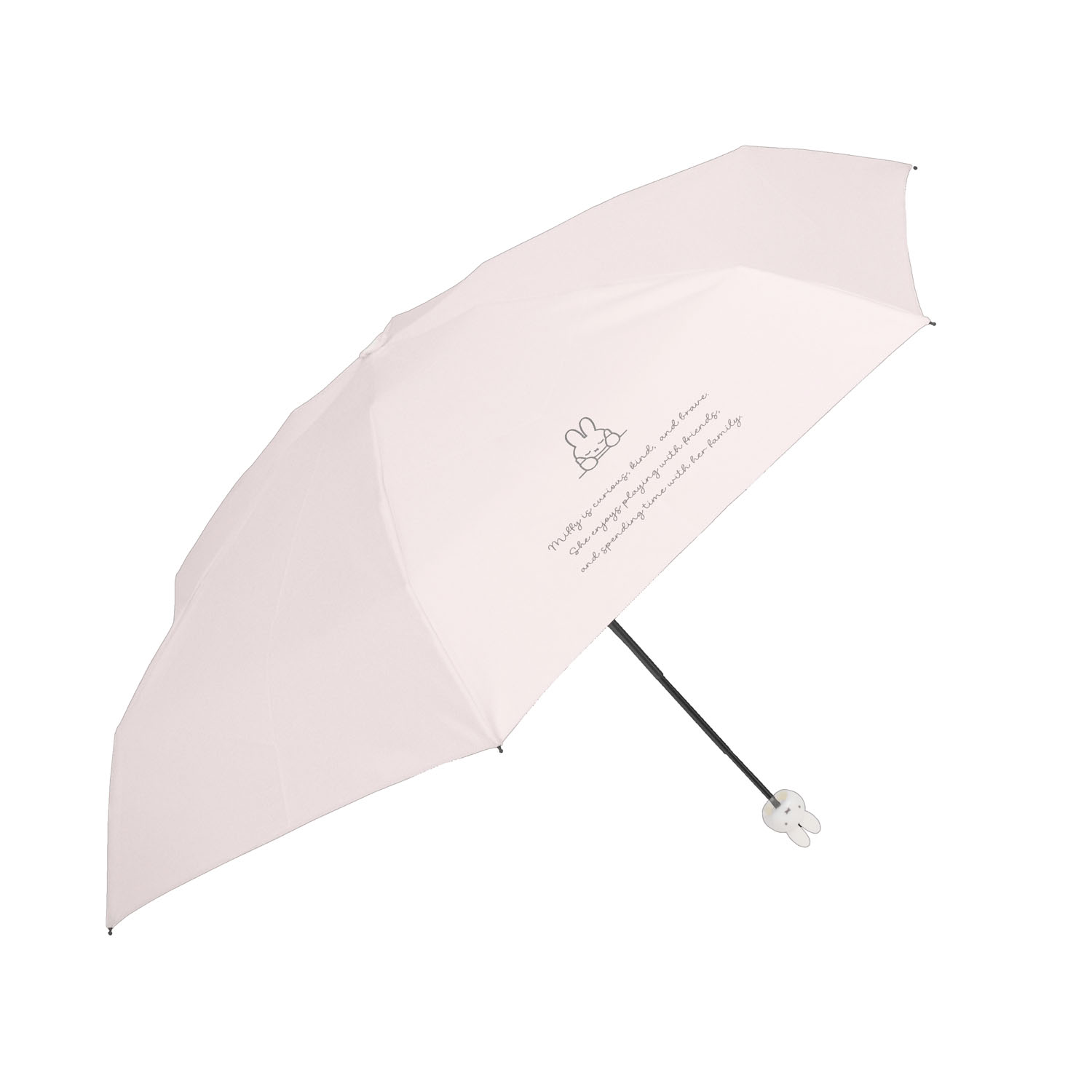 ミッフィー 1級遮光晴雨兼用 超コンパクト折りたたみ傘 5段丸型顔手元 ピンク