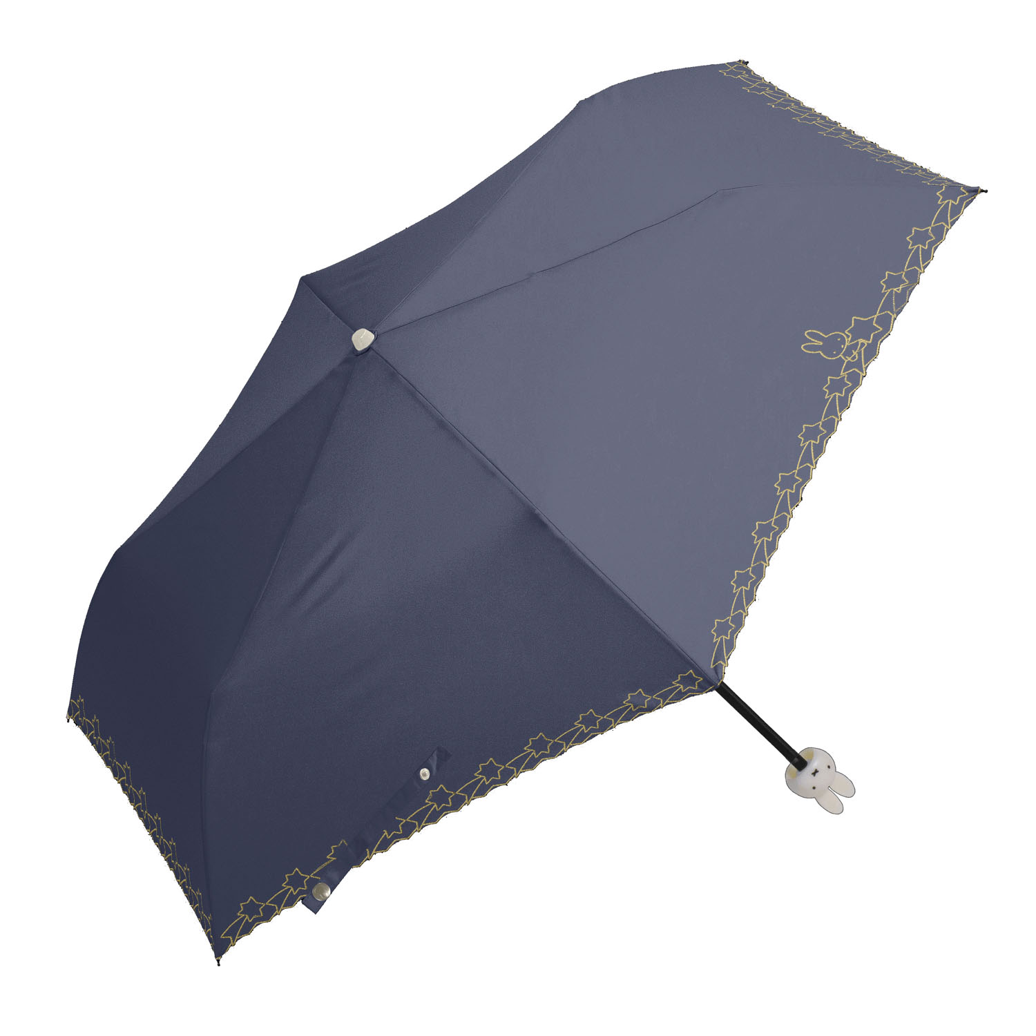 ミッフィー 1級遮光晴雨兼用コンパクト折傘 ミッフィーハンドル＆刺繍タイプ 刺繍miffy and shooting star