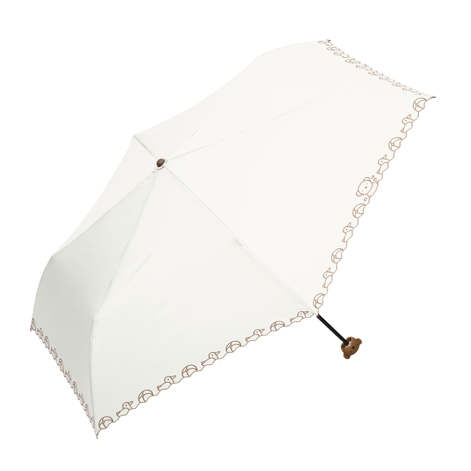 ミッフィー 1級遮光晴雨兼用コンパクト折傘 ミッフィーハンドル＆刺繍タイプ 刺繍ポリス