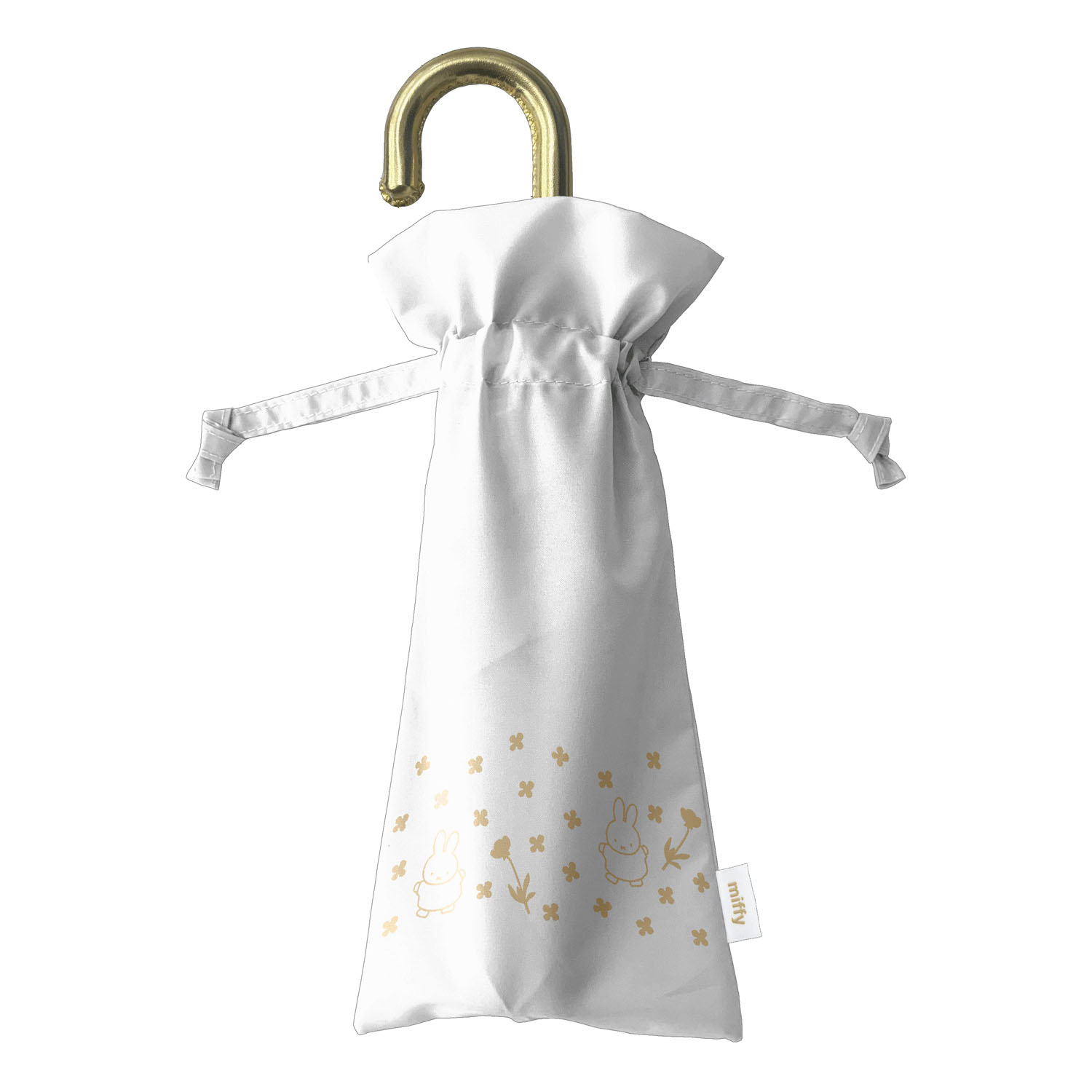 ミッフィー 晴雨兼用コンパクト折りたたみ傘 レザーハンドル お花畑 - 画像4