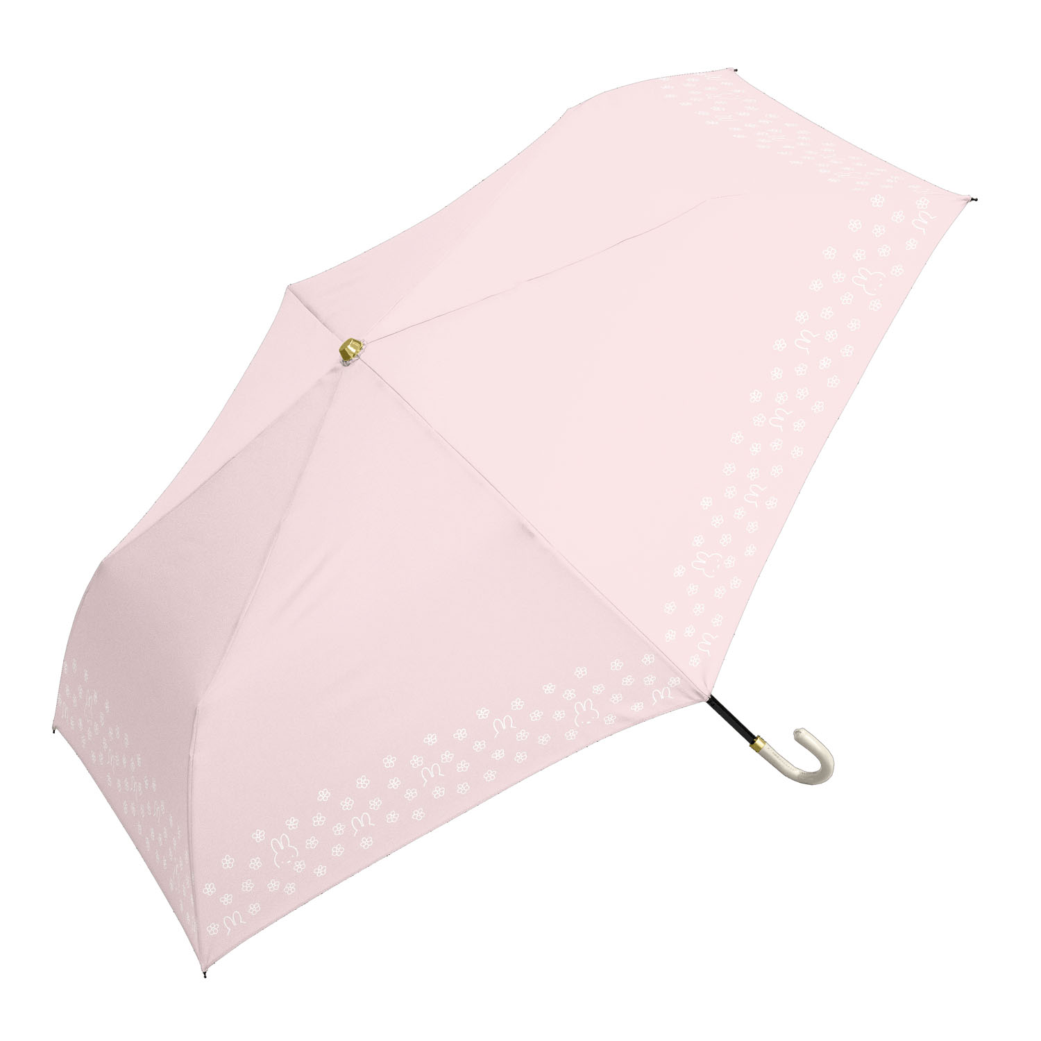 ミッフィー 晴雨兼用コンパクト折りたたみ傘 レザーハンドル フラワー柄
