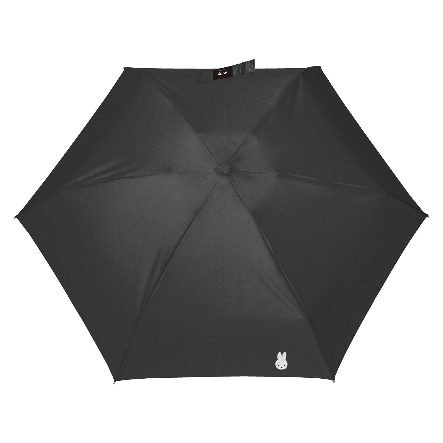 ミッフィー 1級遮光晴雨兼用超コンパクト折りたたみ傘 5段角型モノトーン ブラック - 画像3