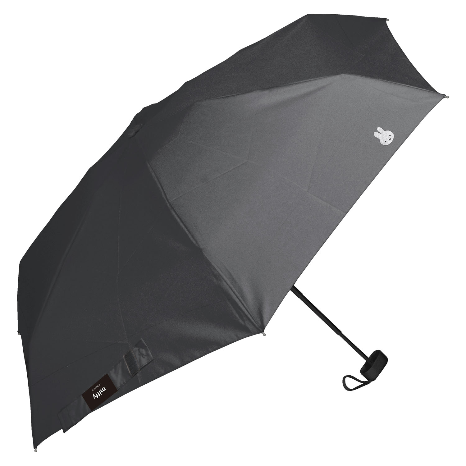 ミッフィー 1級遮光晴雨兼用超コンパクト折りたたみ傘 5段角型モノトーン ブラック