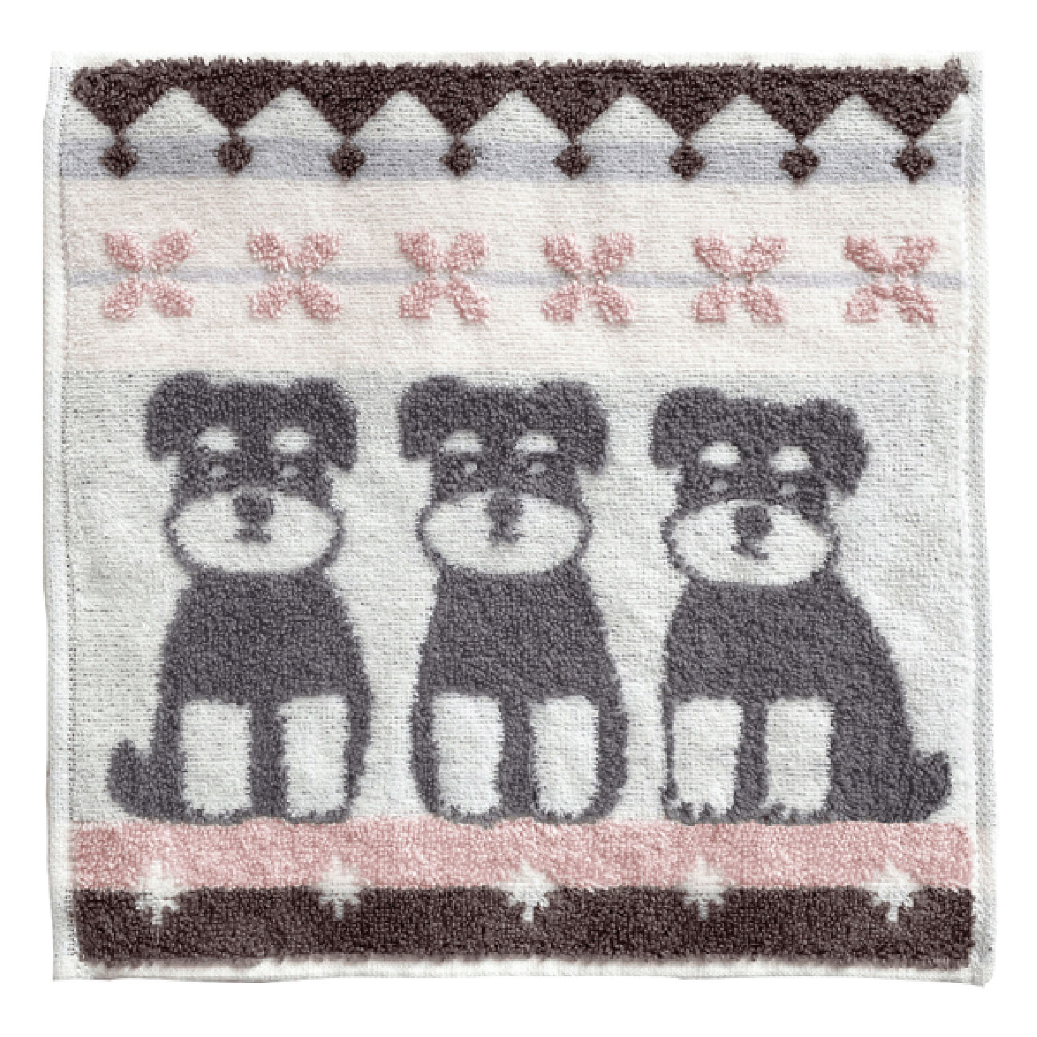 ハンカチタオル シュナウザー ピンク系