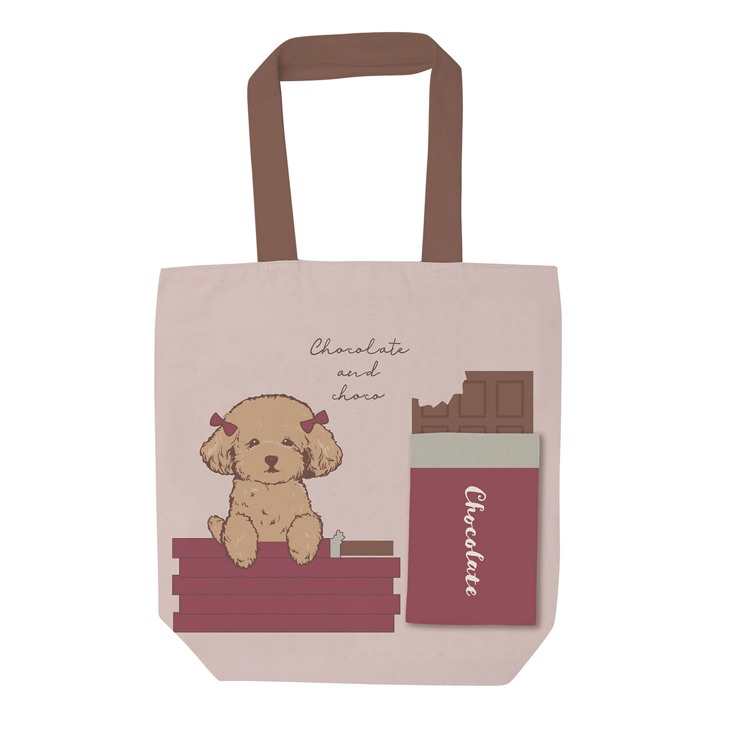 前ポケット付きトートバッグ チョコとチョコレート