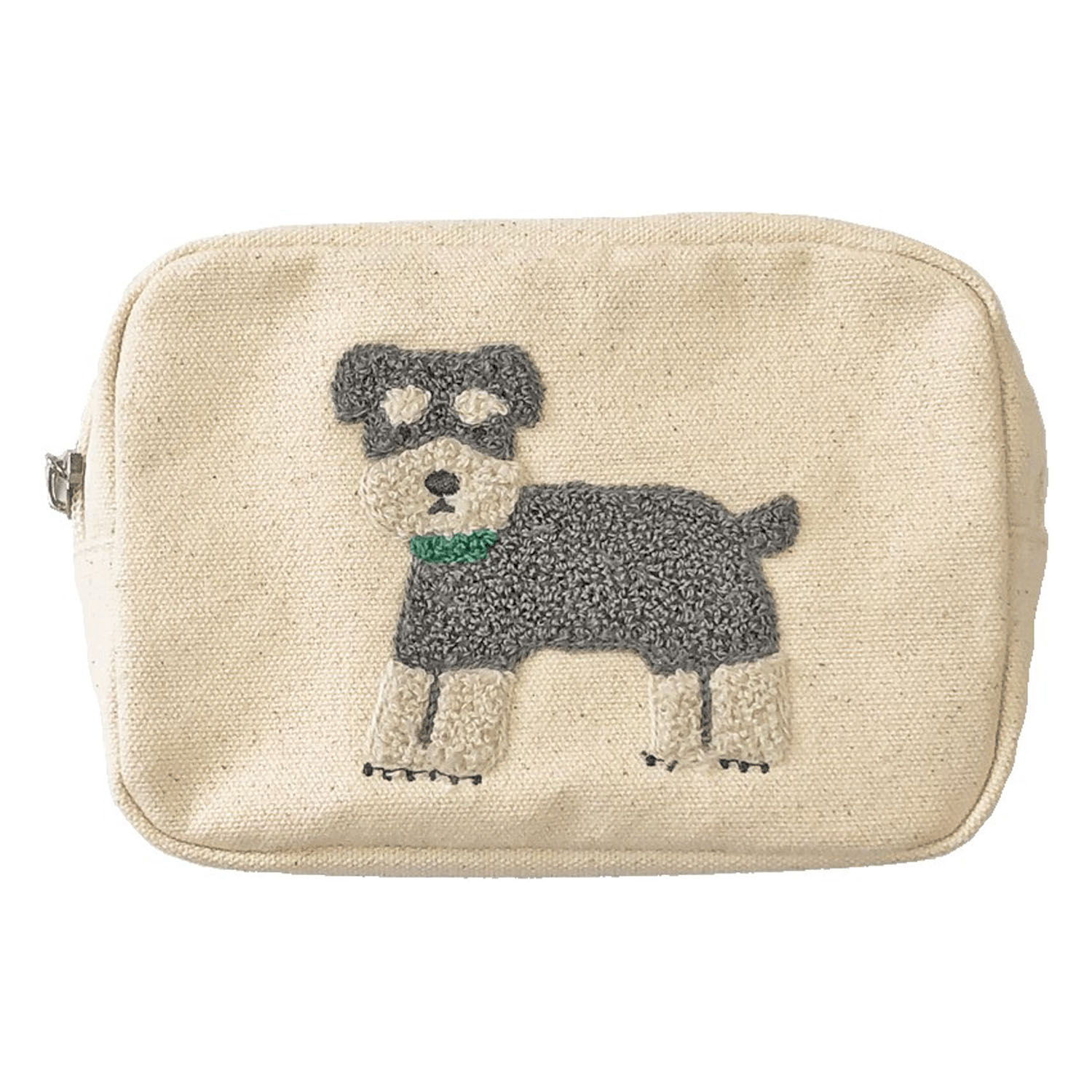 アニマルサガラ刺繍ポーチ シュナウザー アイボリー