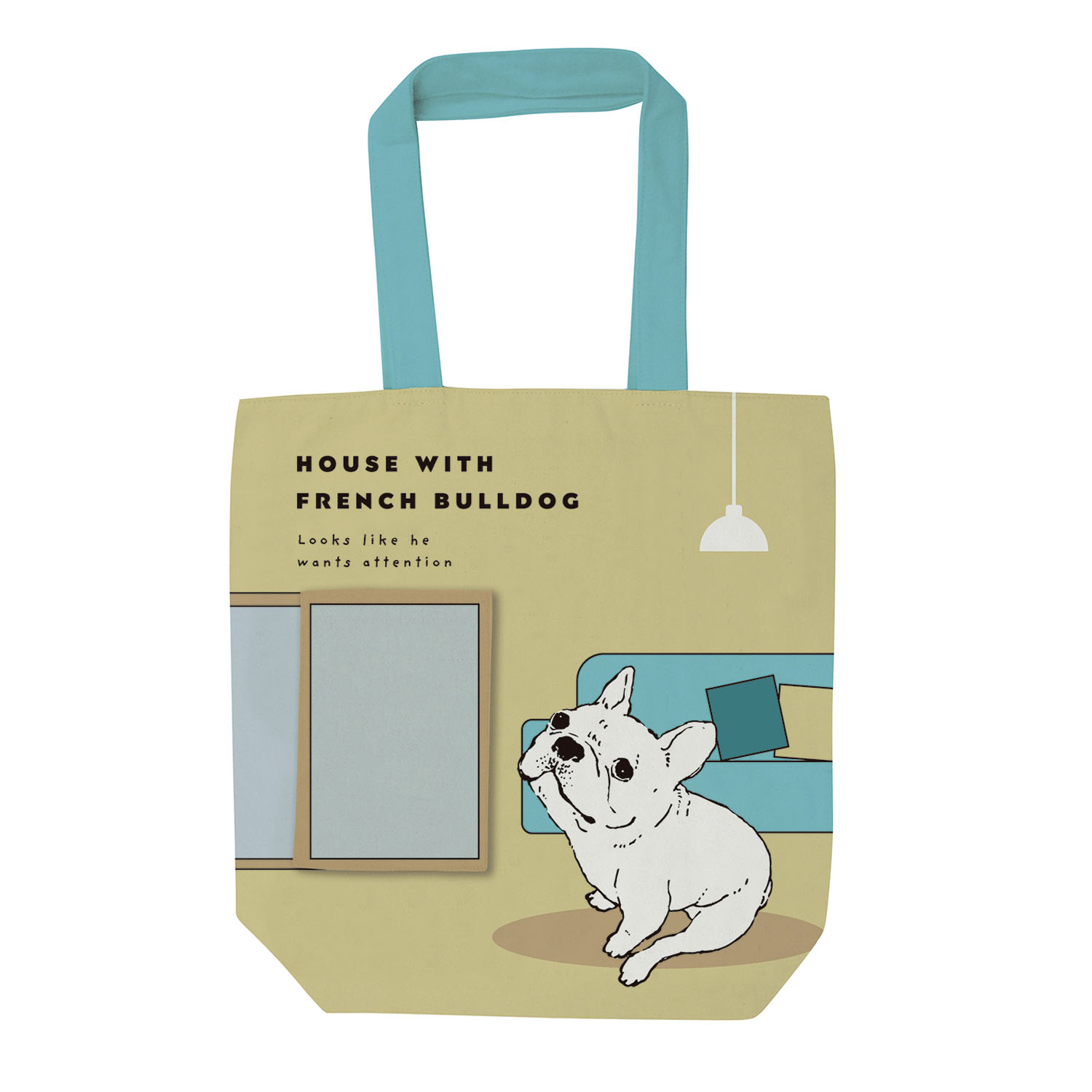 前ポケット付きトートバッグ フクちゃんおすわり