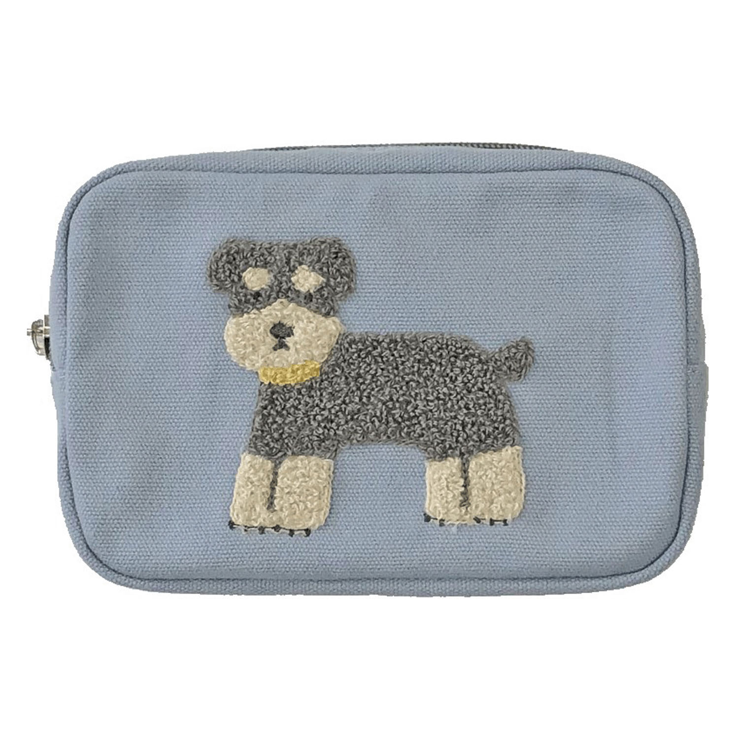 アニマルサガラ刺繍ポーチ シュナウザー ブルー