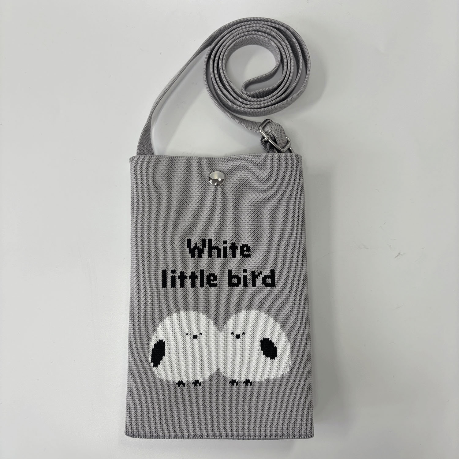 ニットショルダーバッグ シマエナガグレー