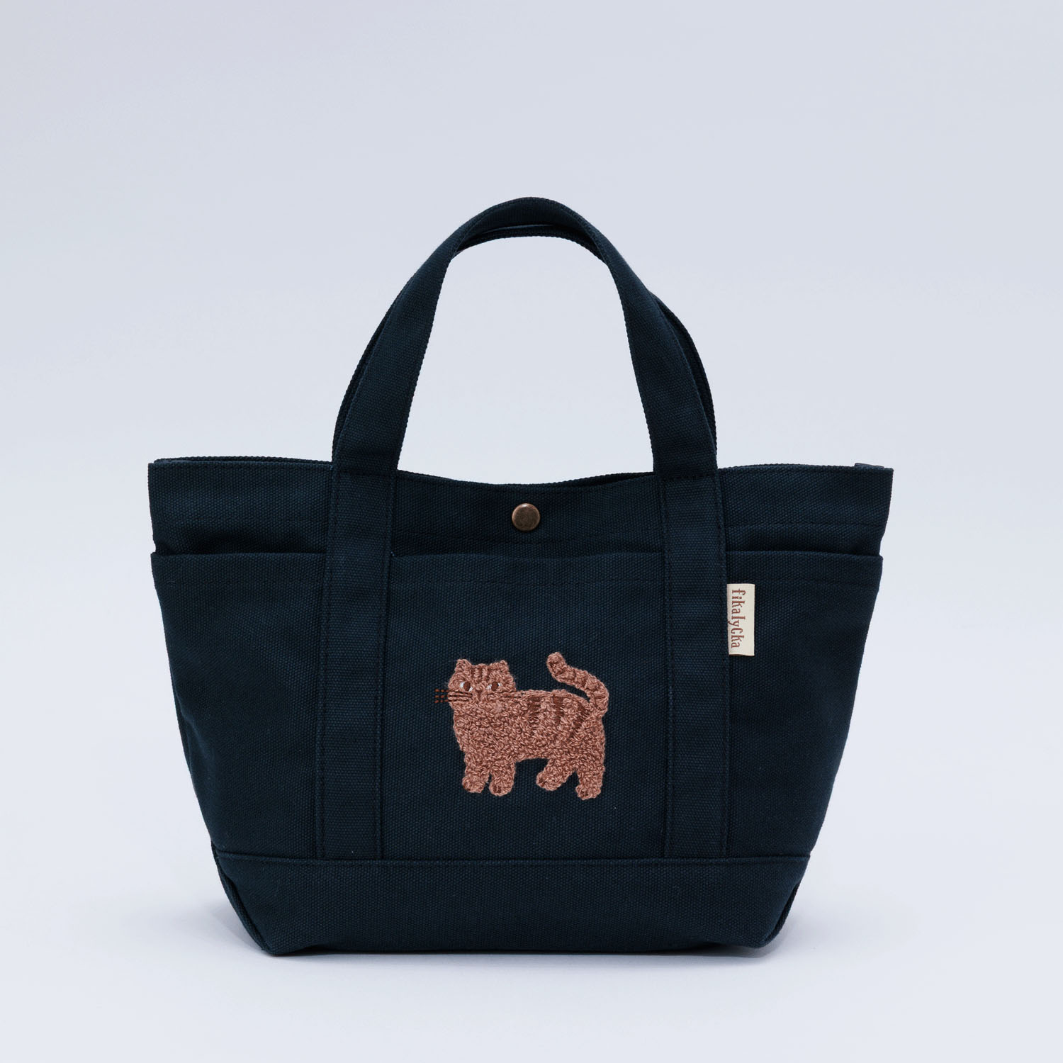 fikalycka 帆布トート サガラ刺繍 ブラック