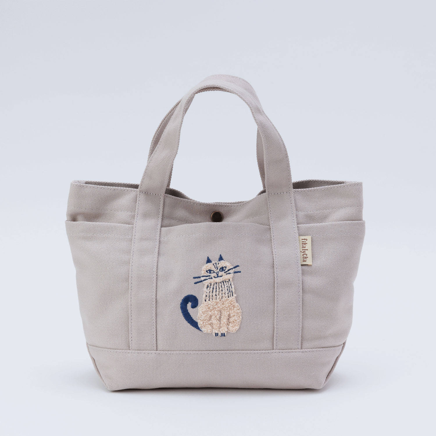 fikalycka 帆布トート サガラ刺繍 グレージュ