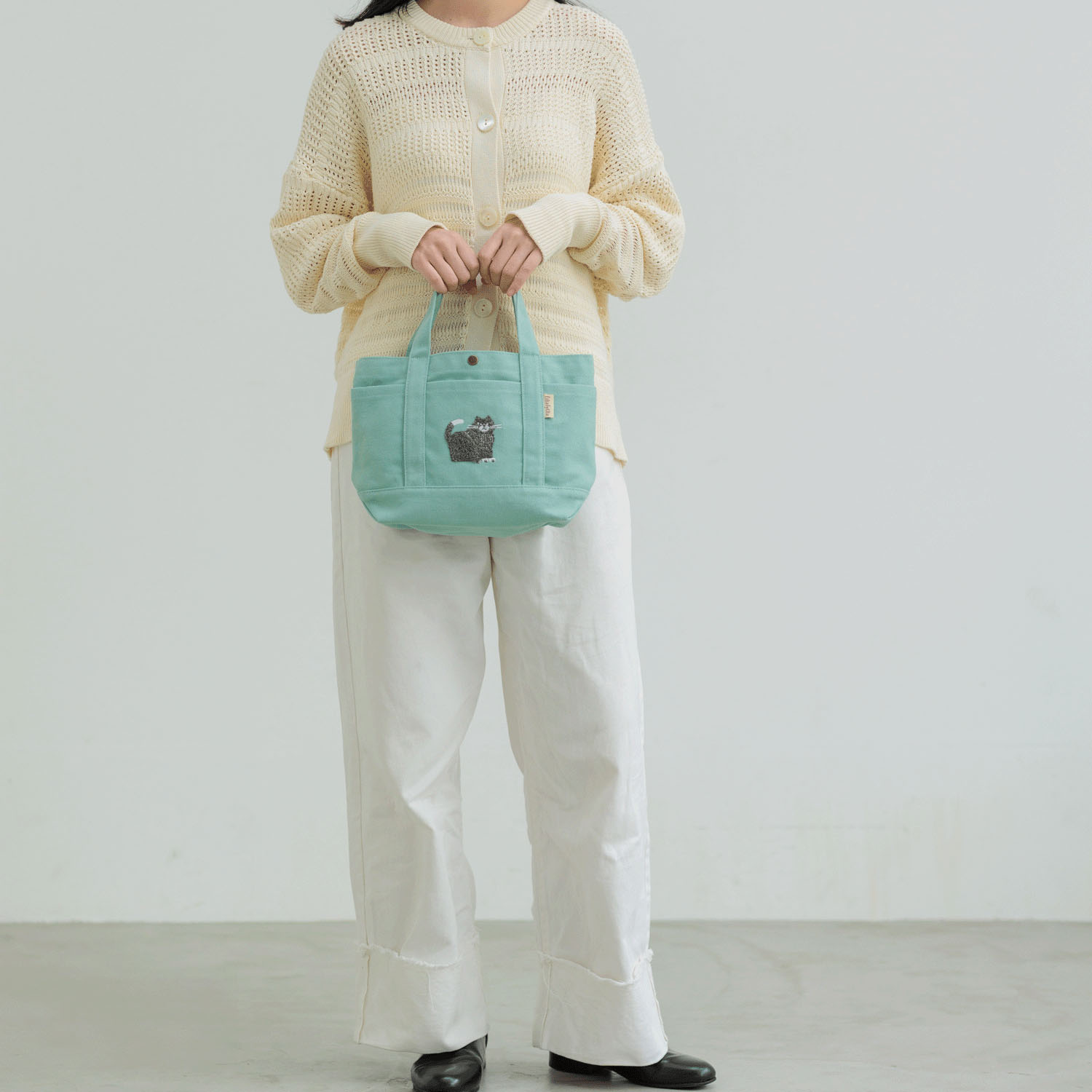 fikalycka 帆布トート サガラ刺繍 アクアブルー - 画像2