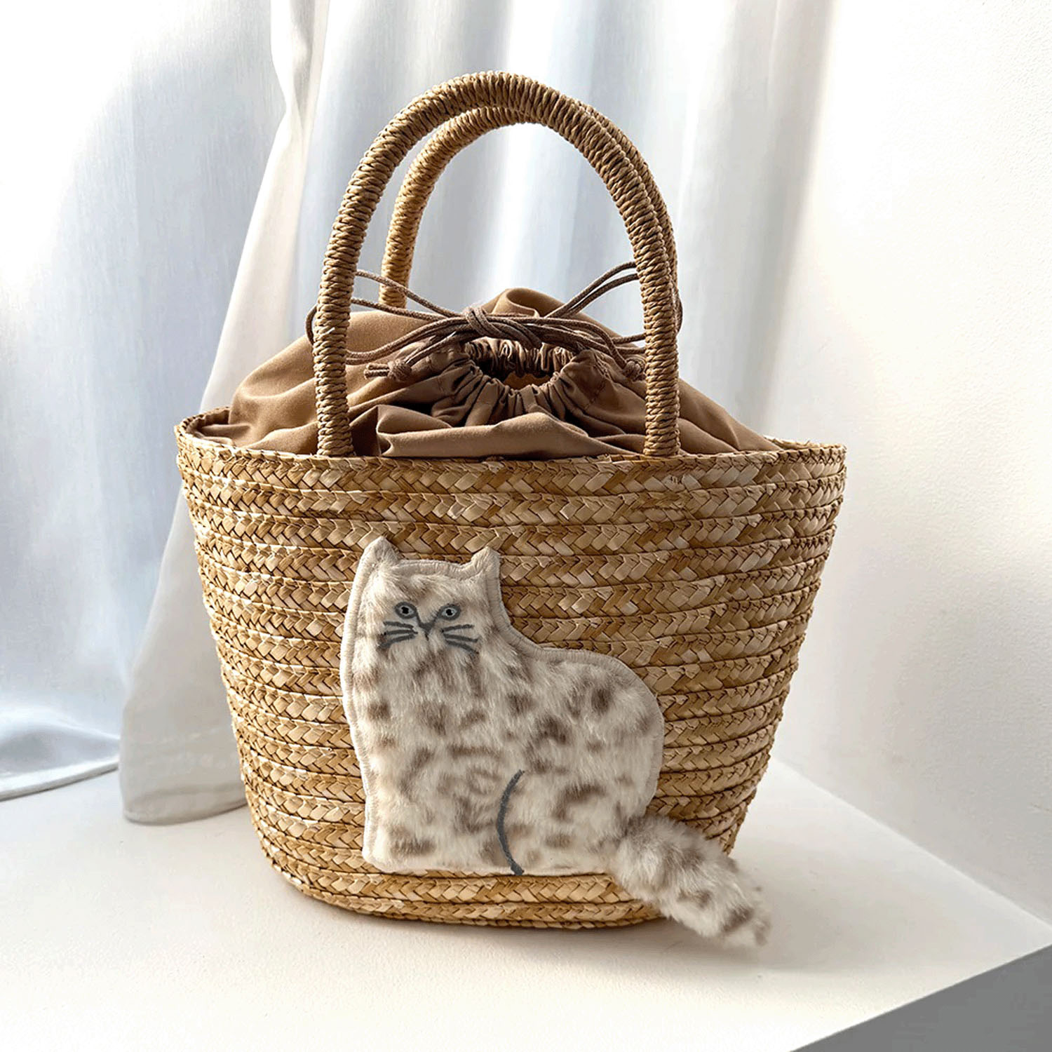 ファーリー かごバッググレー キャット