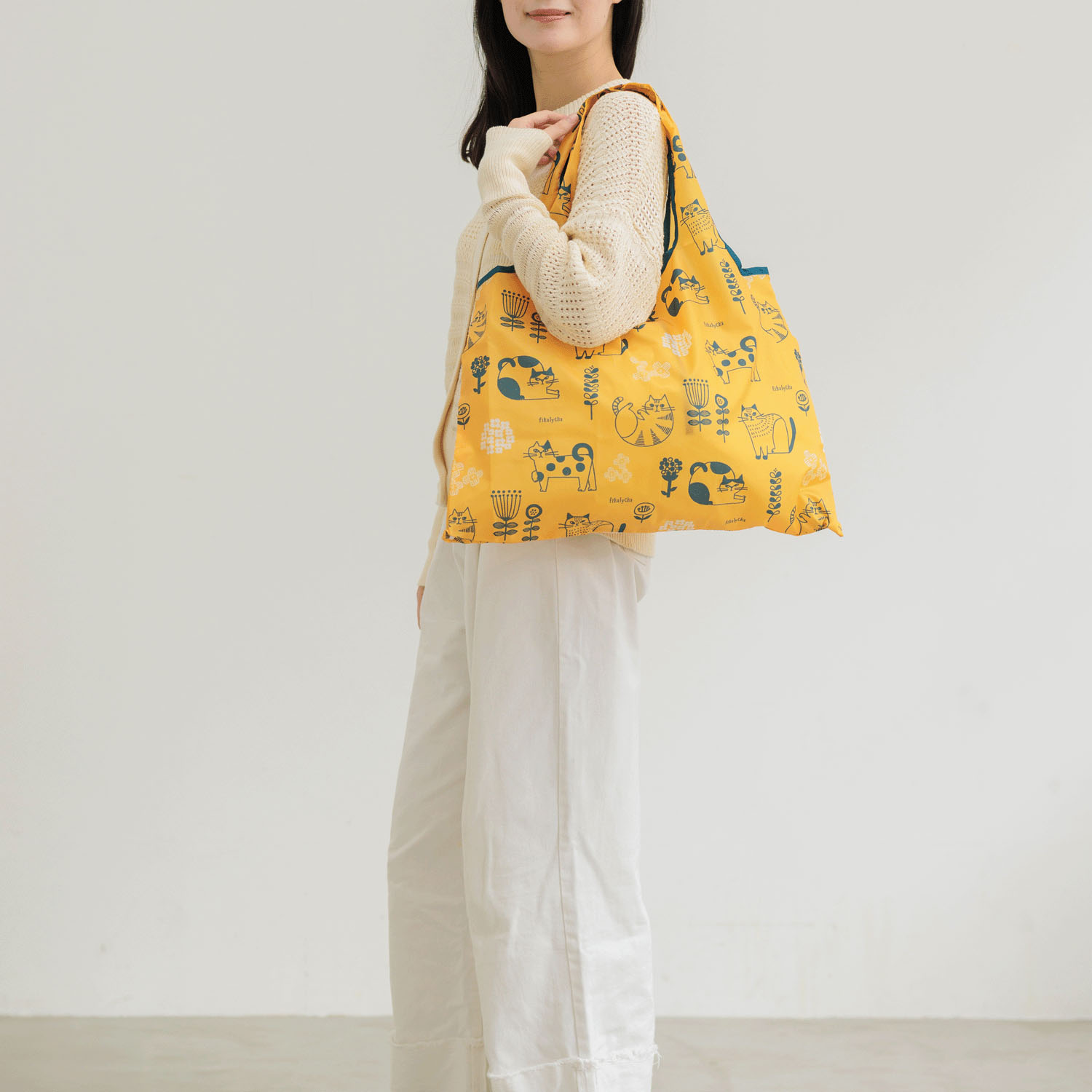 fikalycka 2wayショッピングバッグ フラワーイエロー - 画像3