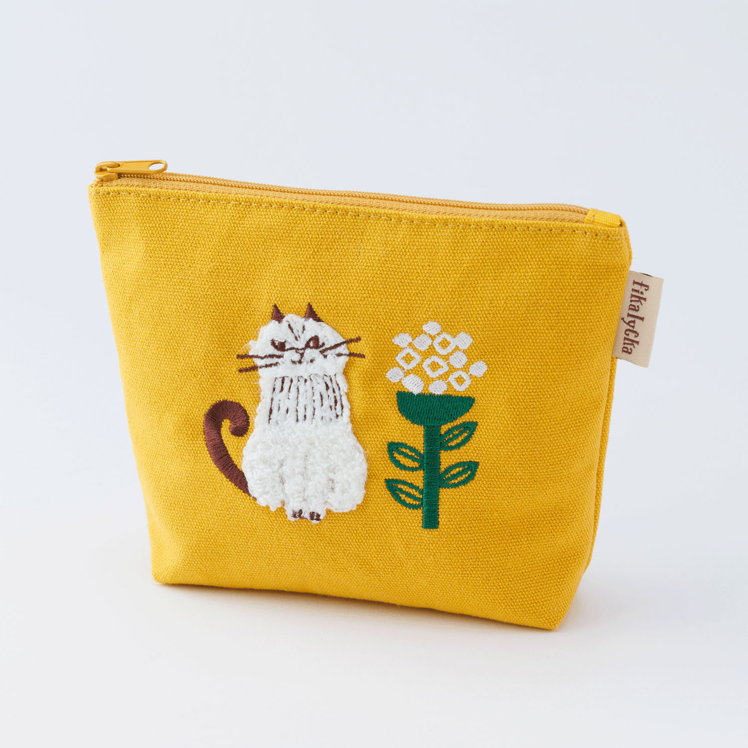 fikalycka 舟形ポーチ サガラ刺繍 イエロー