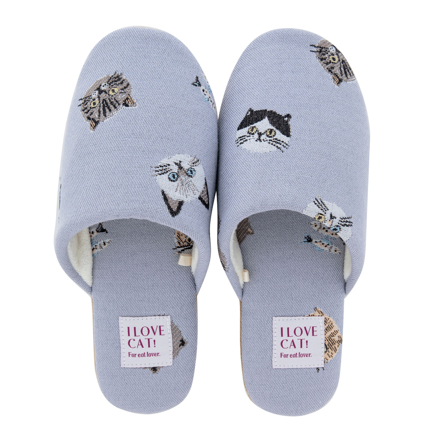 I LOVE CAT！スリッパ ラベンダー