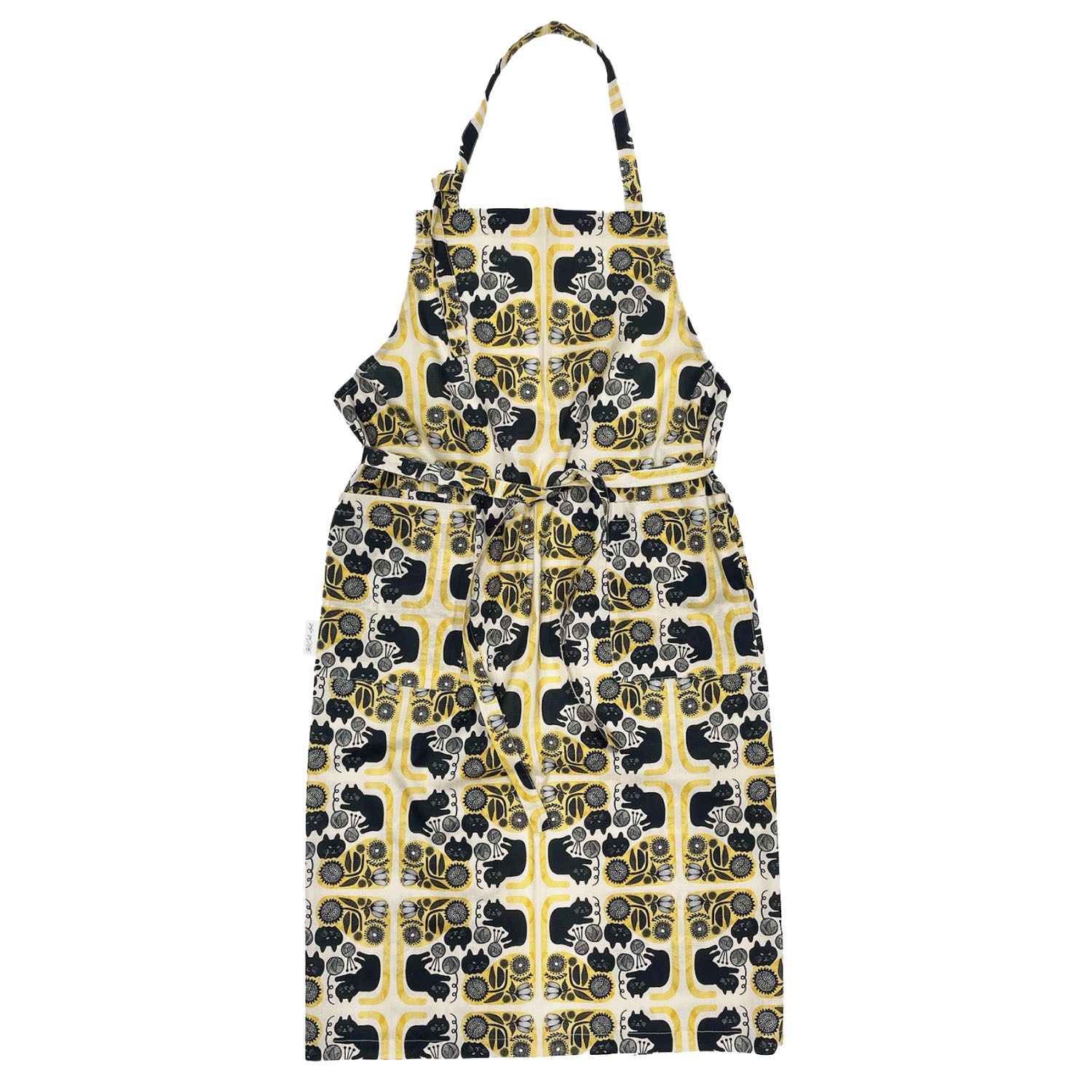 365Cat．Art エプロン 黒猫とお花