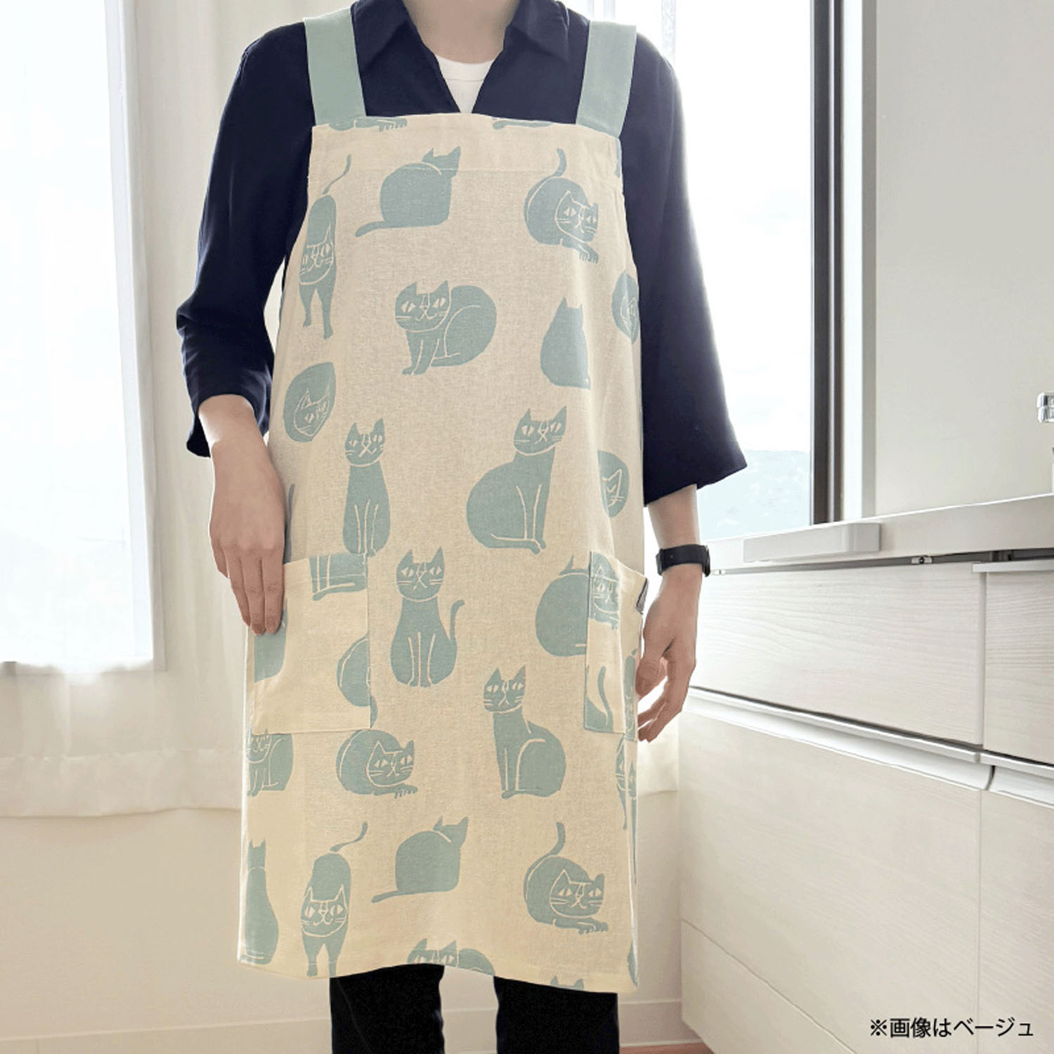 おかべてつろう エプロン ベージュ - 画像3