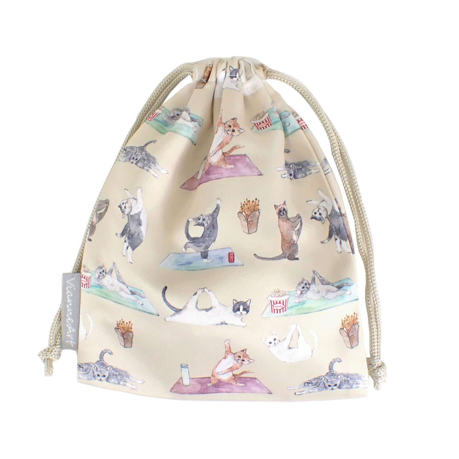 NyanWoof 巾着ポーチ ヨガキャット