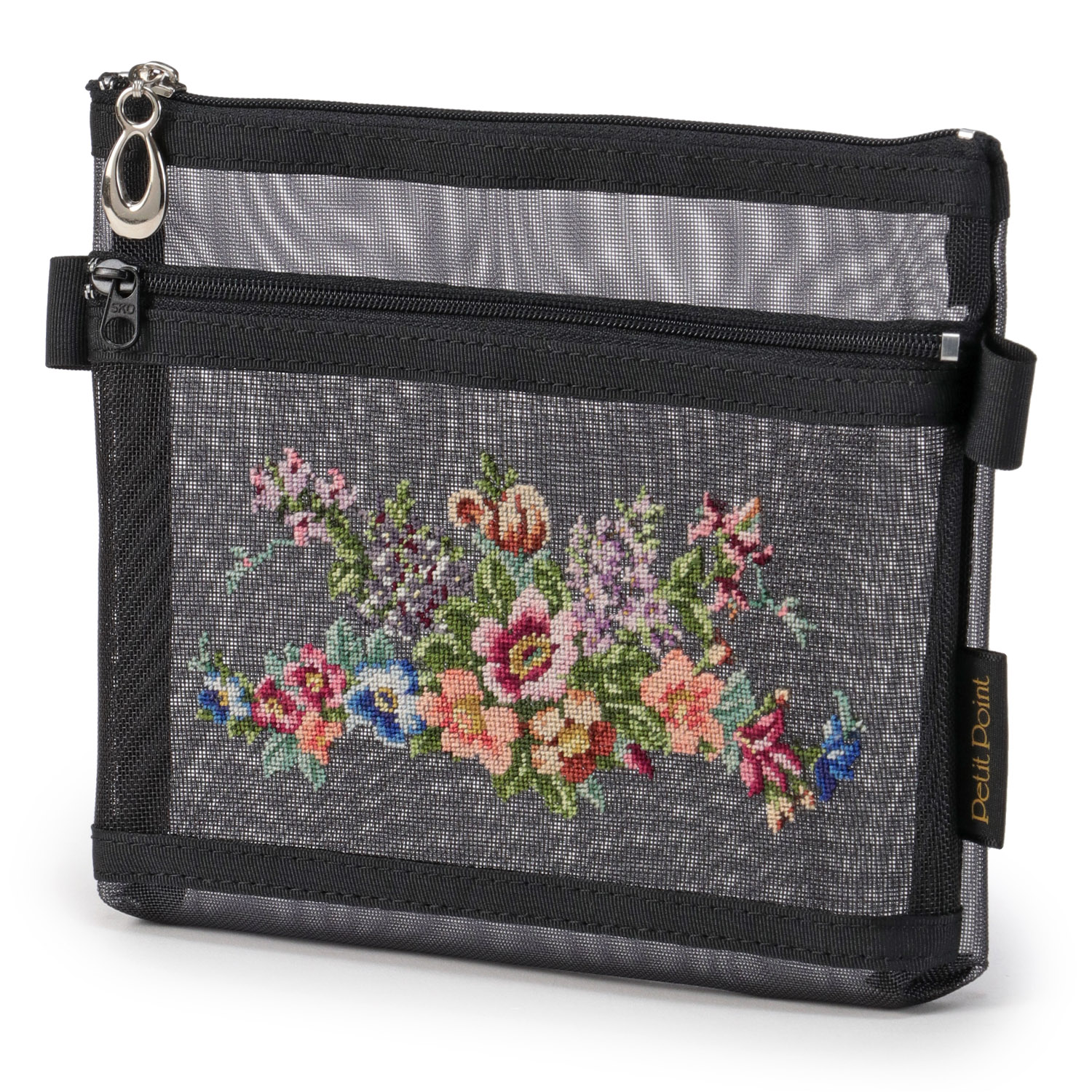 【プチポアン・久家道子】  ダブルファスナーメッシュポーチ