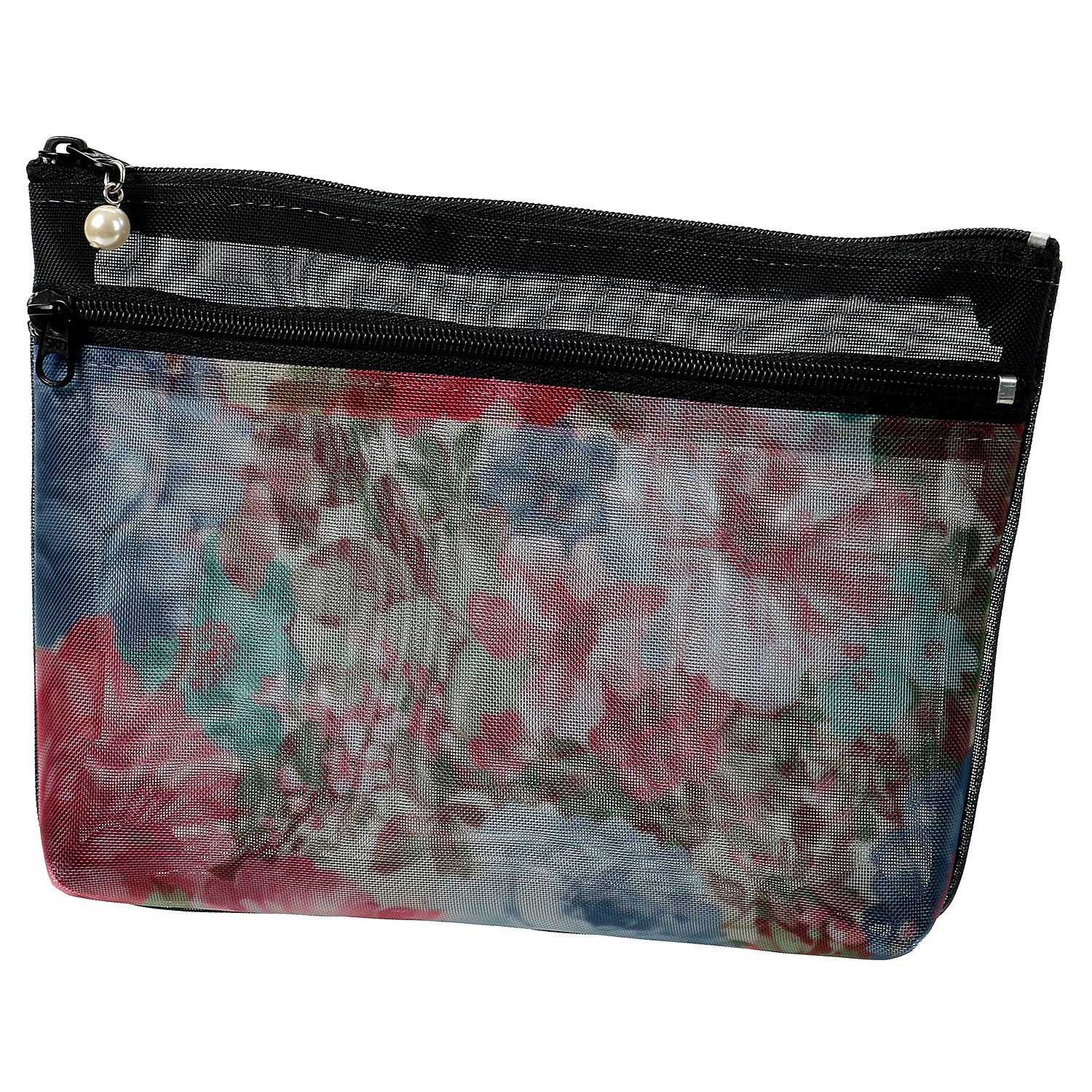 柄メッシュ 2段ファスナーポーチ 大 - 画像6