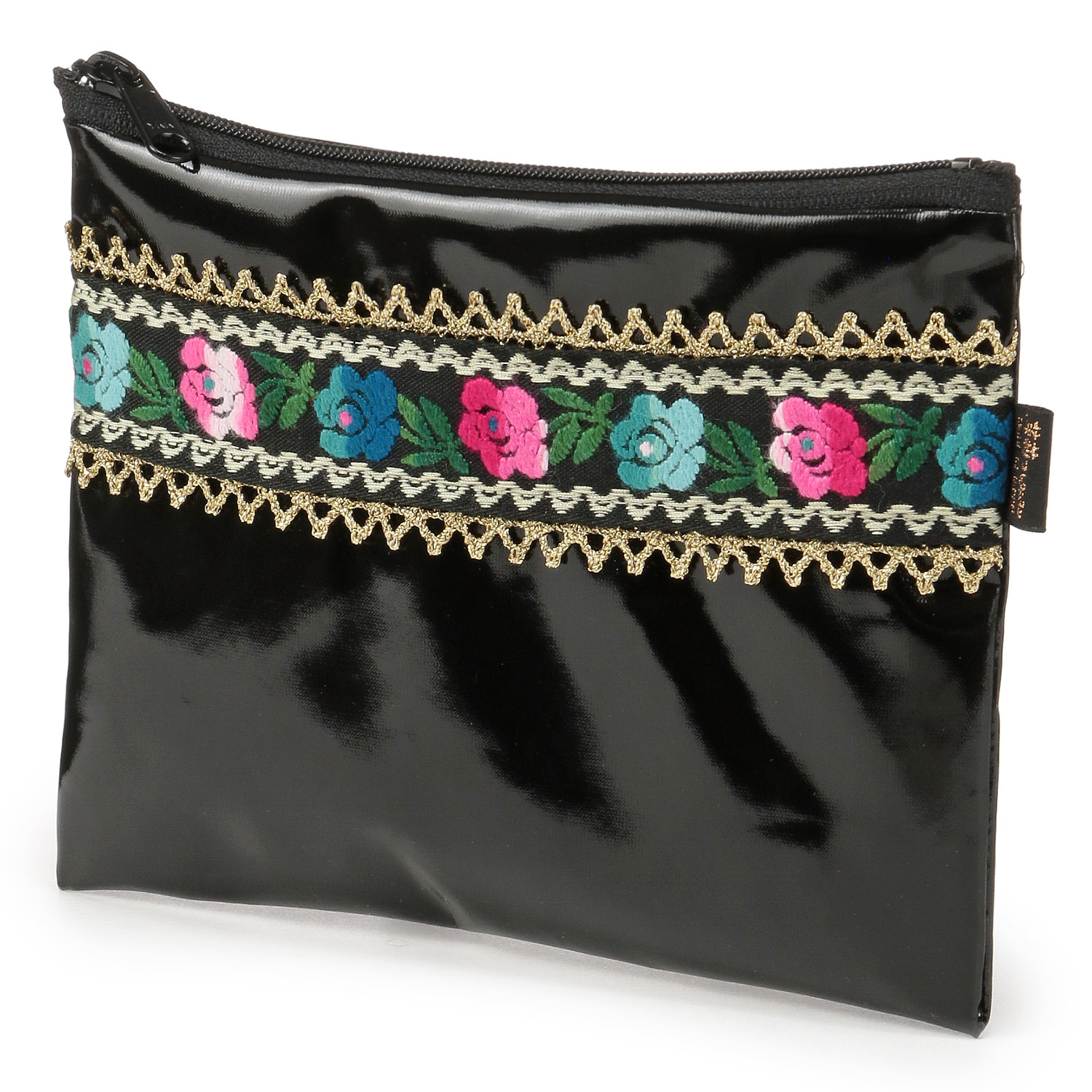 【日本製】 刺繍バラ フラットポーチ - 画像2