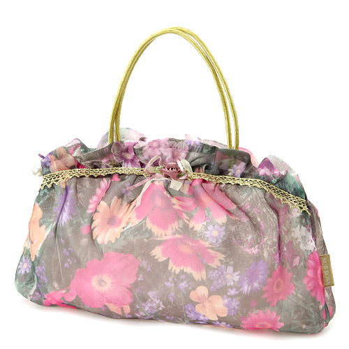 オーガンジー フリル 手付きポーチ 大 - 画像1