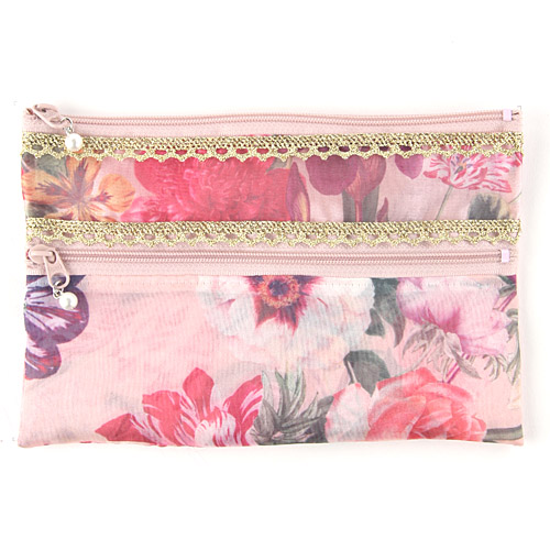 オーガンジー 2段ファスナー平ポーチ - 画像3