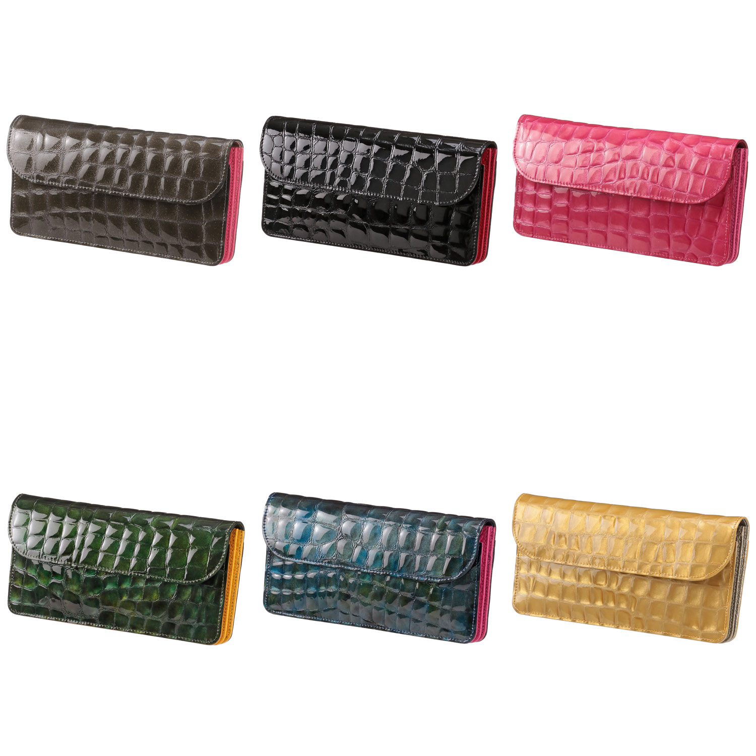 【日本製】エナメルクロコ型押し 束入