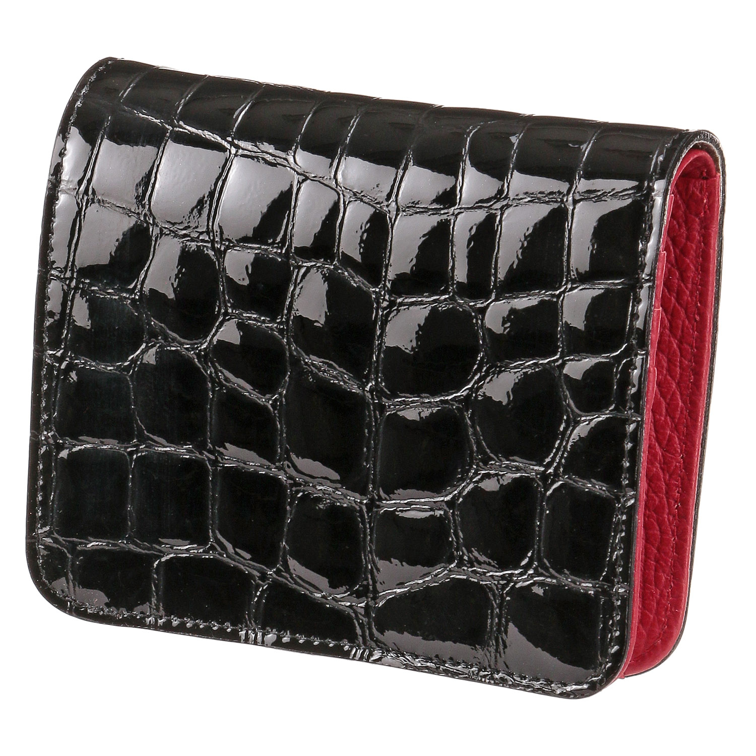 【日本製】エナメルクロコ 2つ折り財布 - 画像2