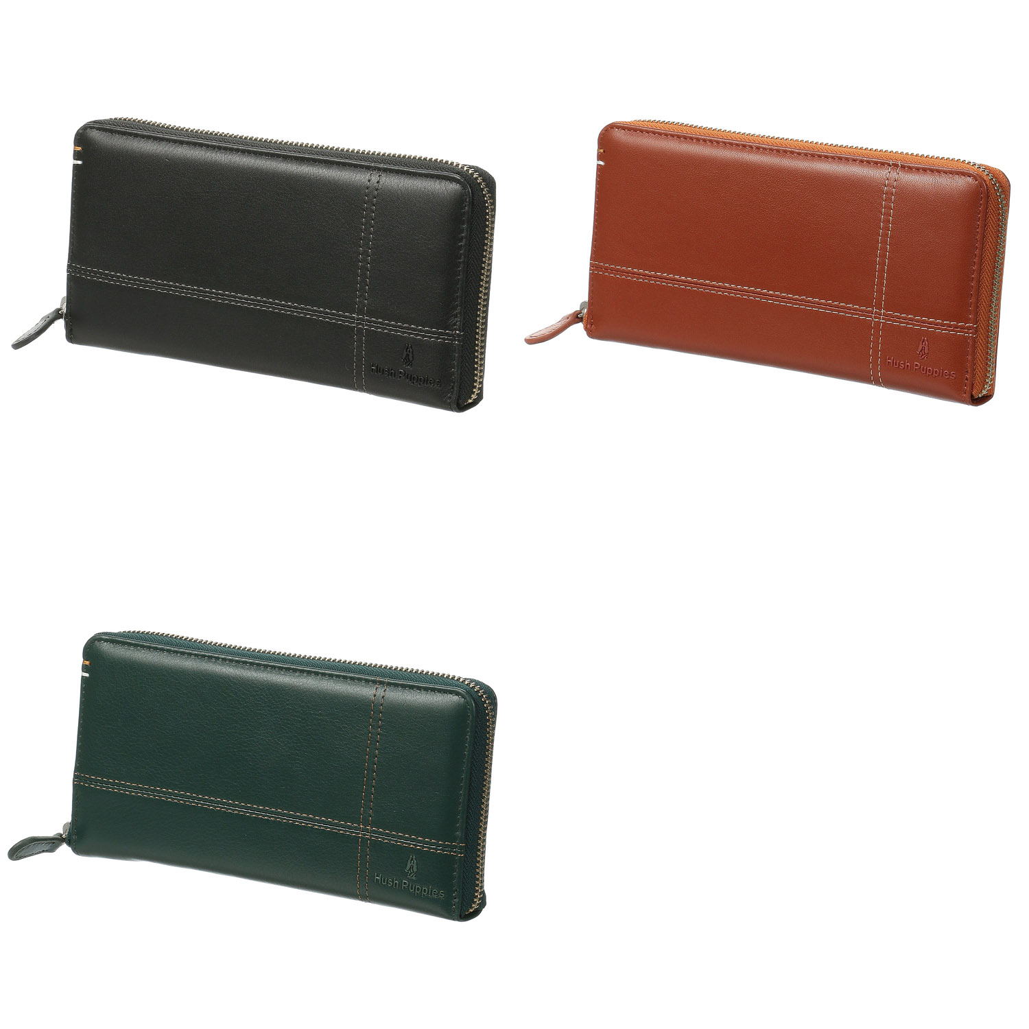 【ハッシュパピー】 クロスステッチ ラウンドファスナー長財布