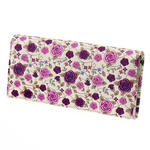 【取り寄せ商品】 浅草文庫革 バラ柄かぶせ束入