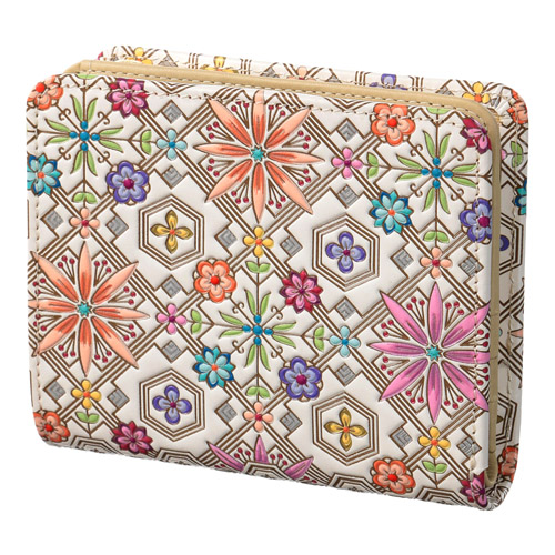 【取り寄せ商品】  浅草文庫 花菱柄 L字ファスナー折財布