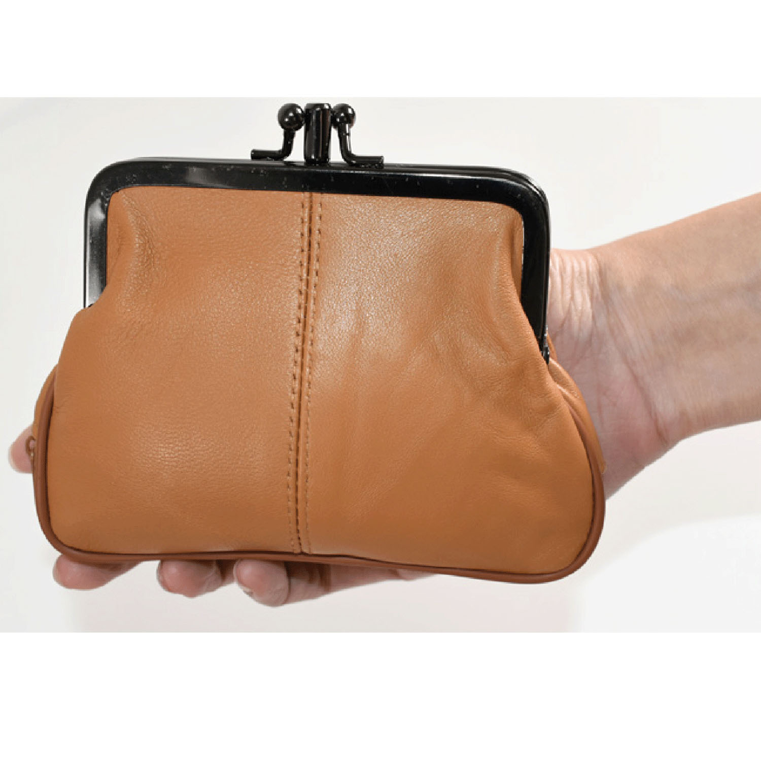 がま口 ラム革財布 - 画像1