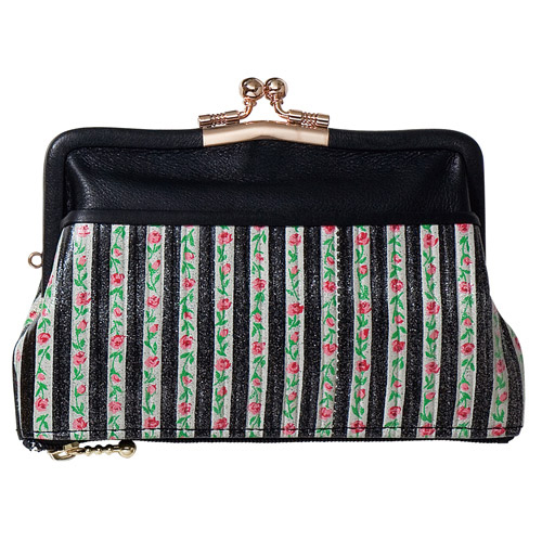 【日本製】 ボンシック ストライプ そこファスナーがま口