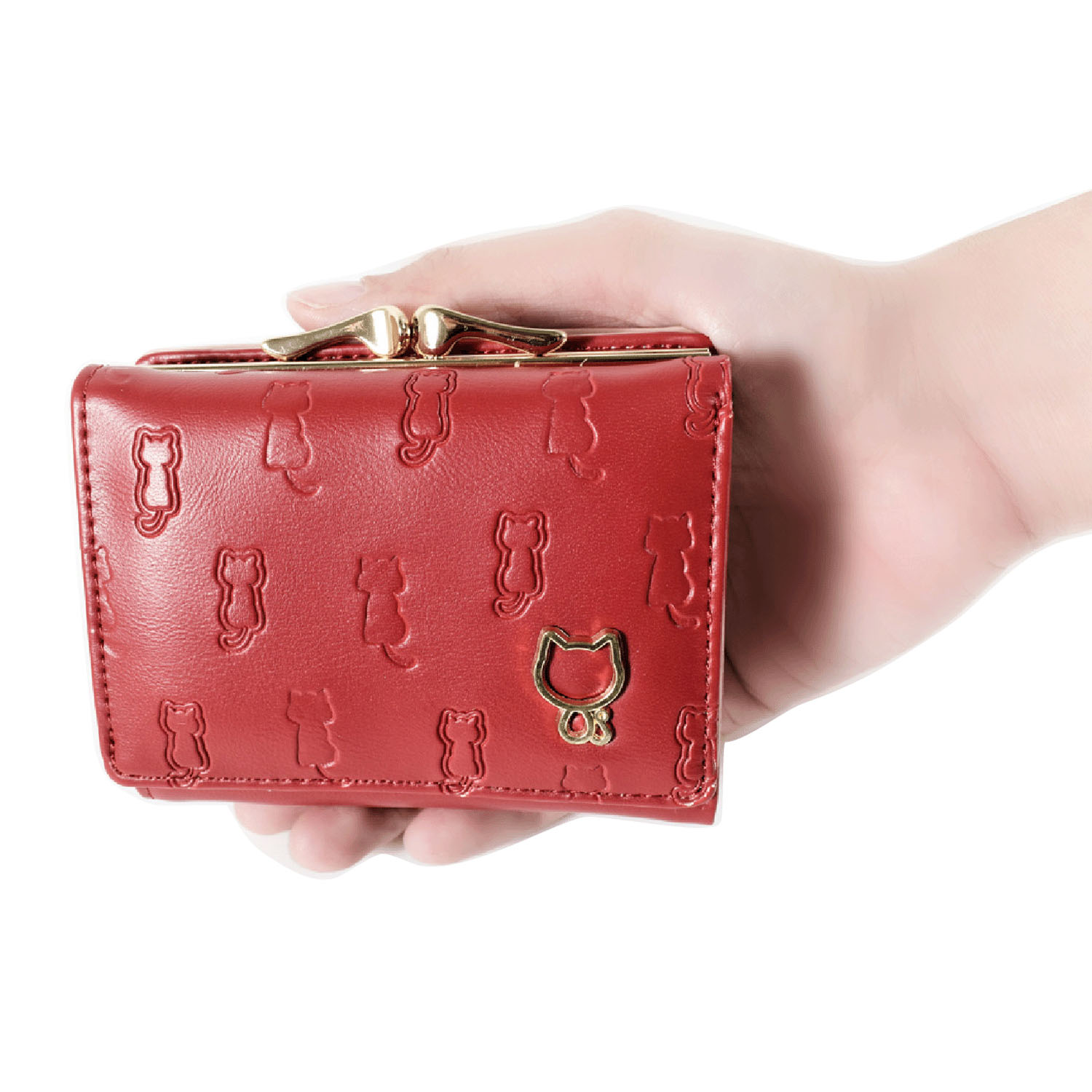 ネコ型押し 折りたたみ財布 - 画像6