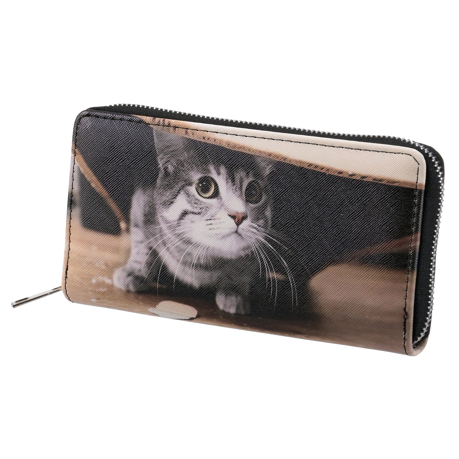 猫転写ラウンドファスナー長財布 - 画像4