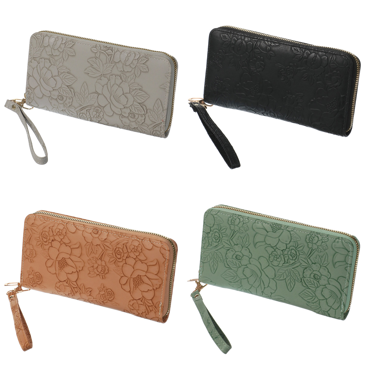 花型押し ラウンドファスナー長財布